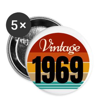 Jahrgang 1969 - Buttons klein 25 mm (5er Pack) - Weiß - Vorne