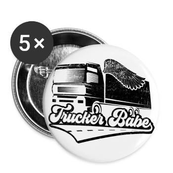 Camionneur Camionneur Babe Camion Chauffeur - Lot de 5 petits badges (25 mm) - blanc - Devant