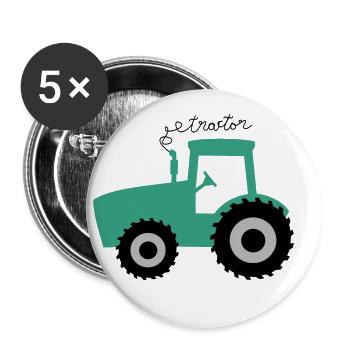 Tracteur - Lot de 5 petits badges (25 mm) - blanc - Devant