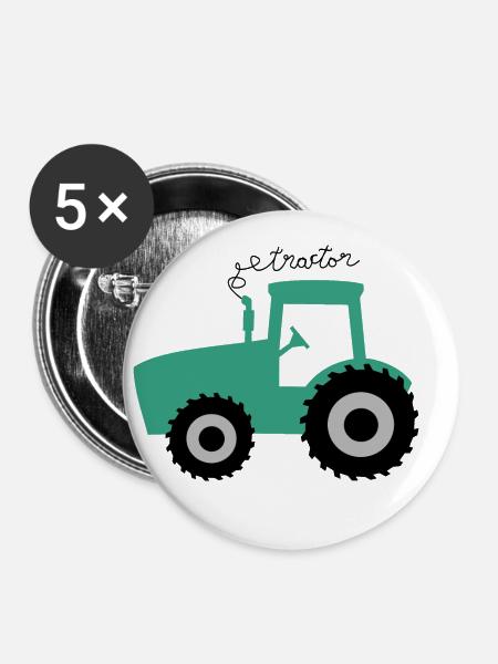 Traktor - Buttons klein 25 mm (5er Pack) - Weiß