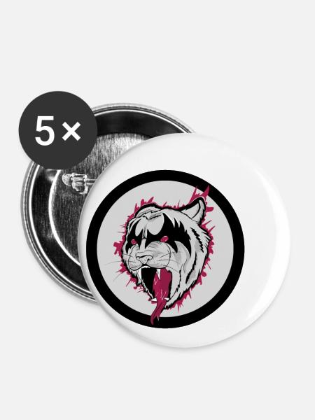 Tiger - Buttons klein 25 mm (5er Pack) - Weiß