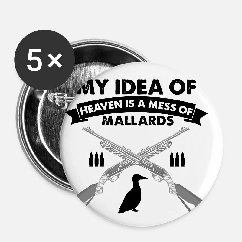 Drôle de conception de chasse au canard Hunter Hunting Duck Design - Lot de 5 petits badges (25 mm) - blanc