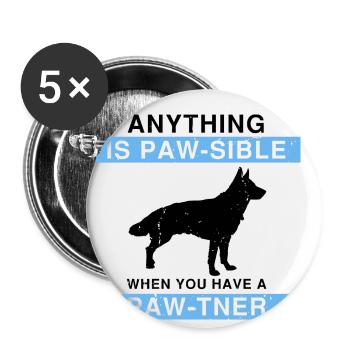 Militär Design Polizei Hund Deutscher Schäfer - Buttons klein 25 mm (5er Pack) - Weiß - Vorne