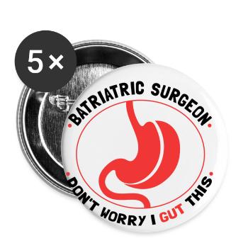 Magenoperation Design für Magenbypass Patient - Buttons klein 25 mm (5er Pack) - Weiß - Vorne
