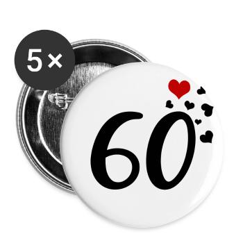 60th birthday anniversary hearts 60 - Buttons small 1''/25 mm (5-pack) - white - Front