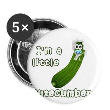 Kleine "Cutecumber" - Niedliches Babygürkchen - Buttons klein 25 mm (5er Pack) - Weiß - Vorne
