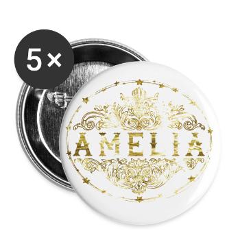 Amelia - Lot de 5 petits badges (25 mm) - blanc - Devant