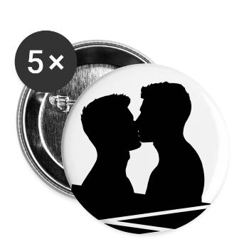 Kuss Mann Schwul Küssen Sexy Pride Geschenkidee - Buttons klein 25 mm (5er Pack) - Weiß - Vorne
