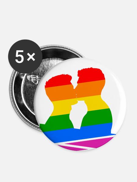 Regenbogen Kuss - Buttons klein 25 mm (5er Pack) - Weiß
