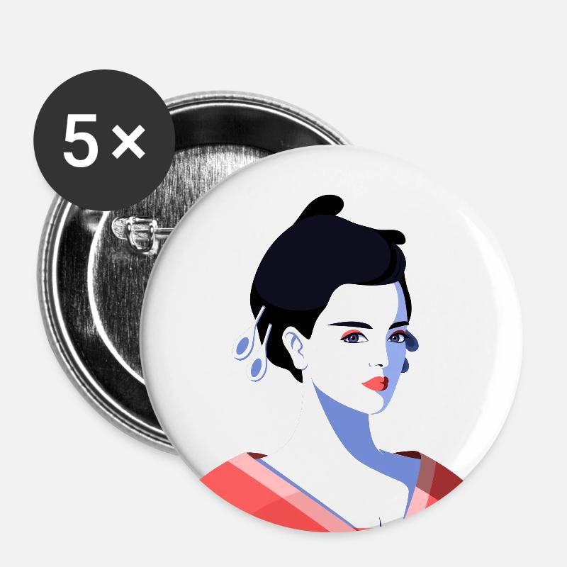 Frau - Mädchen - stilvoll - Buttons klein 25 mm (5er Pack) - Weiß