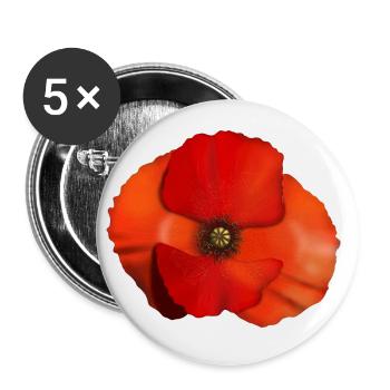 Poppy flower - Buttons small 1''/25 mm (5-pack) - white - Front