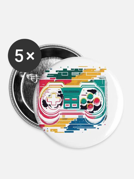 Retro Konsole - Buttons klein 25 mm (5er Pack) - Weiß