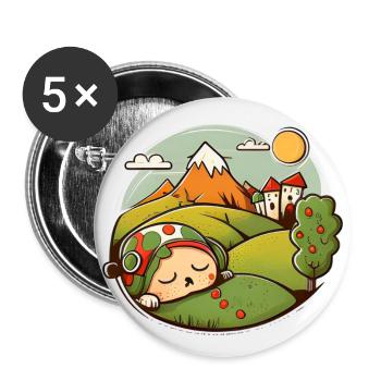 Un gars endormi - Lot de 5 petits badges (25 mm) - blanc - Devant