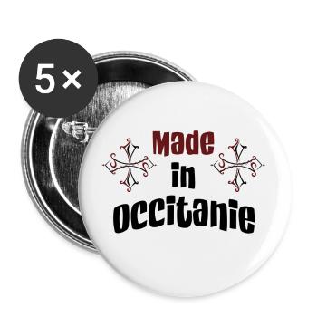 Made in Occitanie - Lot de 5 petits badges (25 mm) - blanc - Devant