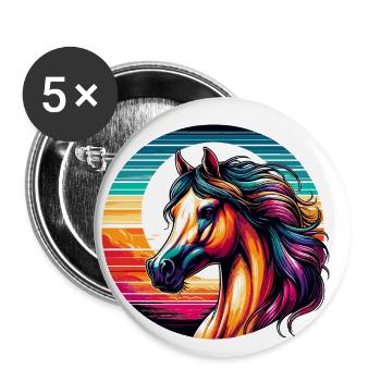 Arabische Pferdekunst - Buttons klein 25 mm (5er Pack) - Weiß - Vorne