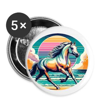 Arabische Pferdekunst - Buttons klein 25 mm (5er Pack) - Weiß - Vorne