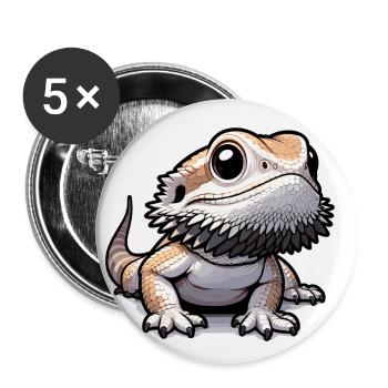 Niedliche Bartagame Zeichnung Gecko Eidechse - Buttons klein 25 mm (5er Pack) - Weiß - Vorne