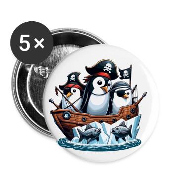 Drôle de pingouins Pirates pingouin enfant cadeau - Lot de 5 petits badges (25 mm) - blanc - Devant
