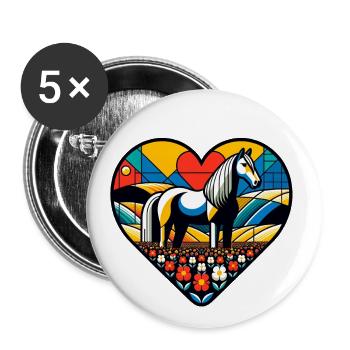 J’adore les chevaux - Lot de 5 petits badges (25 mm) - blanc - Devant