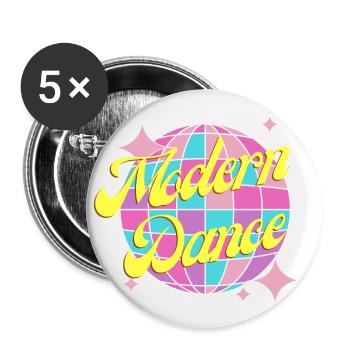 Buntes Modern Dance design für Kinder und Teenies - Buttons klein 25 mm (5er Pack) - Weiß - Vorne