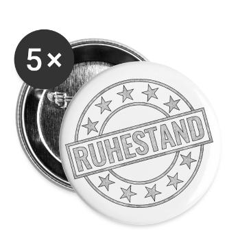 Ruhestand Stempel Pension Pensionierung Rente - Buttons klein 25 mm (5er Pack) - Weiß - Vorne