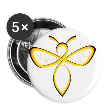 Protégeons les abeilles - Lot de 5 petits badges (25 mm) - blanc - Devant