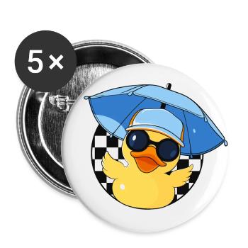 Quietscheente Sommer Gummiente Rubber Duck Enten - Buttons klein 25 mm (5er Pack) - Weiß - Vorne