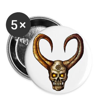 Crâne du diable 4 - Lot de 5 petits badges (25 mm) - blanc - Devant