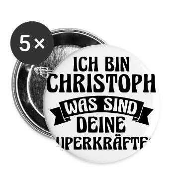 Prénom Chris Christoph - Lot de 5 petits badges (25 mm) - blanc - Devant