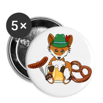 Fuchs Bier Bratwurst Brezel Bayern Fest Oktober - Buttons klein 25 mm (5er Pack) - Weiß - Vorne