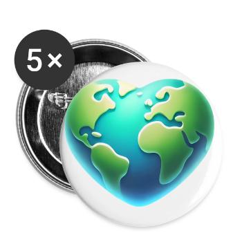 Herzförmige Erde Öko-Design - Buttons klein 25 mm (5er Pack) - Weiß - Vorne