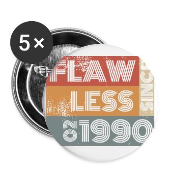 35. Birthday Flawless since 02/1990 - Buttons small 1''/25 mm (5-pack) - white - Front