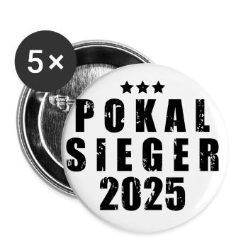 Pokalsieger 2025 - Buttons klein 25 mm (5er Pack) - Weiß - Vorne