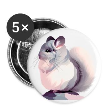Chinchilla - Buttons klein 25 mm (5er Pack) - Weiß - Vorne