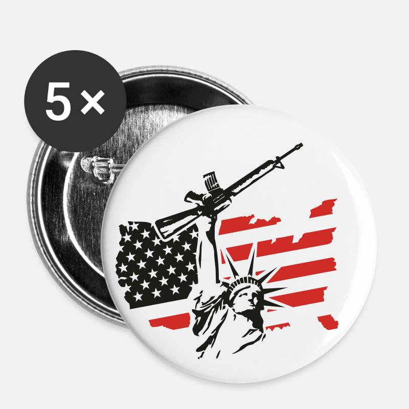 USA STATUE - Buttons small 1''/25 mm (5-pack) - white