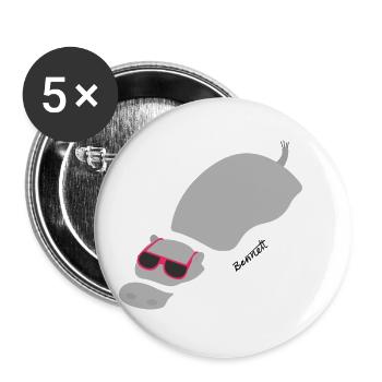 Chillin ‚Hippo - Buttons klein 25 mm (5er Pack) - Weiß - Vorne