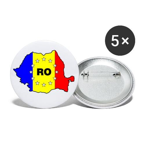 Rumänien-Karte mit EU-Sternen - Buttons klein 25 mm (5er Pack)