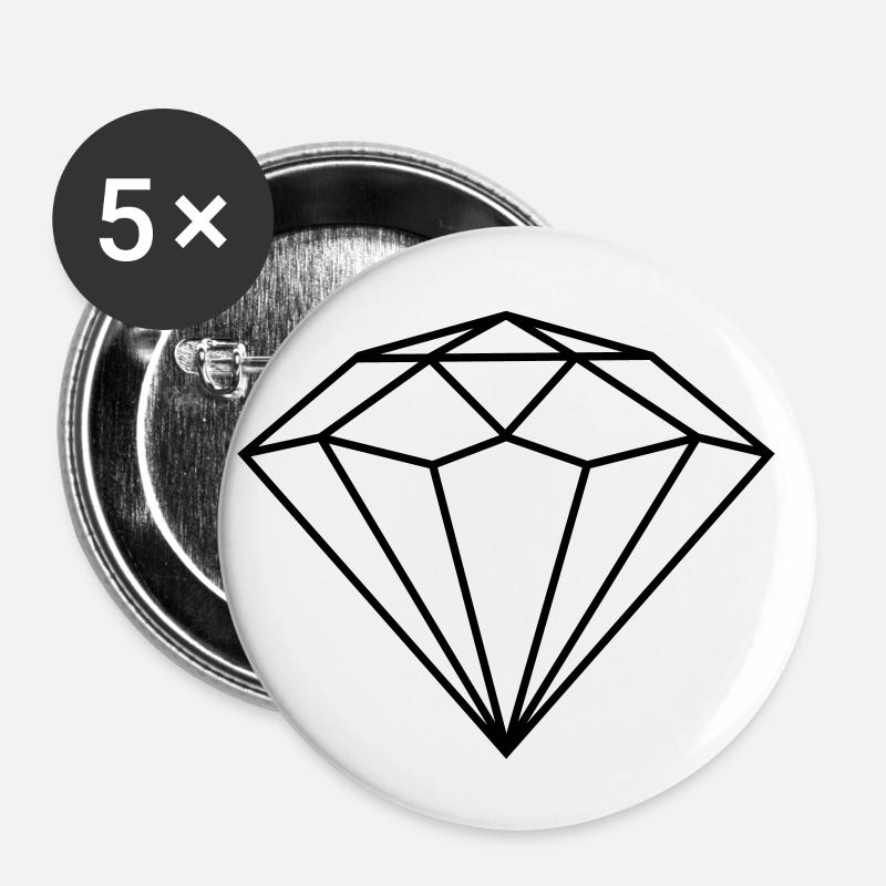 Diamant | Polygone - Buttons klein 25 mm (5er Pack) - Weiß