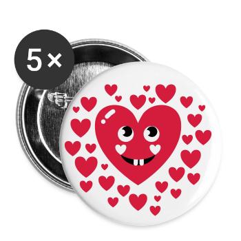 13 heart in love face funny love humor couples - Buttons small 1''/25 mm (5-pack) - white - Front