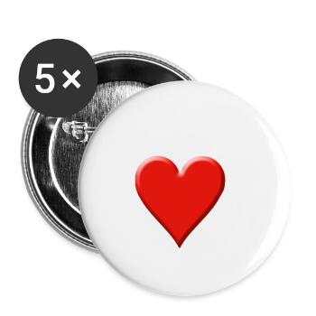 Jeu de cartes coeur - Lot de 5 petits badges (25 mm) - blanc - Devant