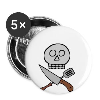 Skull knife chef - Buttons small 1''/25 mm (5-pack) - white - Front