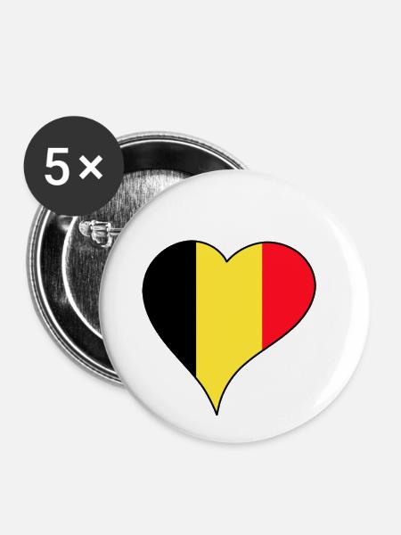 Belgien Nationalflagge - Buttons klein 25 mm (5er Pack) - Weiß