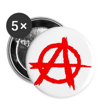 Symbole de silhouette d'anarchie / anarchie en rouge - Lot de 5 petits badges (25 mm) - blanc - Devant
