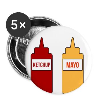Mayo Ketchup - Buttons small 1''/25 mm (5-pack) - white - Front