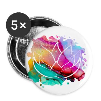 fleur de lotus - Lot de 5 petits badges (25 mm) - blanc - Devant