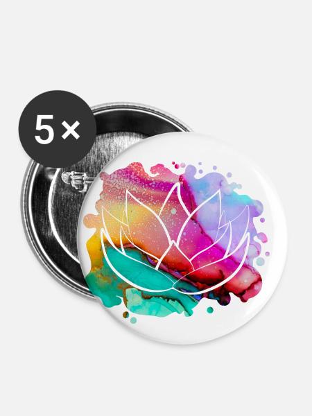 Lotusblume - Buttons klein 25 mm (5er Pack) - Weiß
