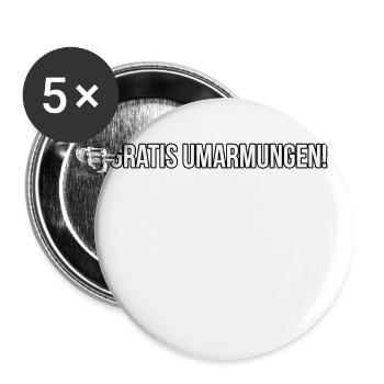 GRATIS UMARMUNGEN - Buttons klein 25 mm (5er Pack) - Weiß - Vorne