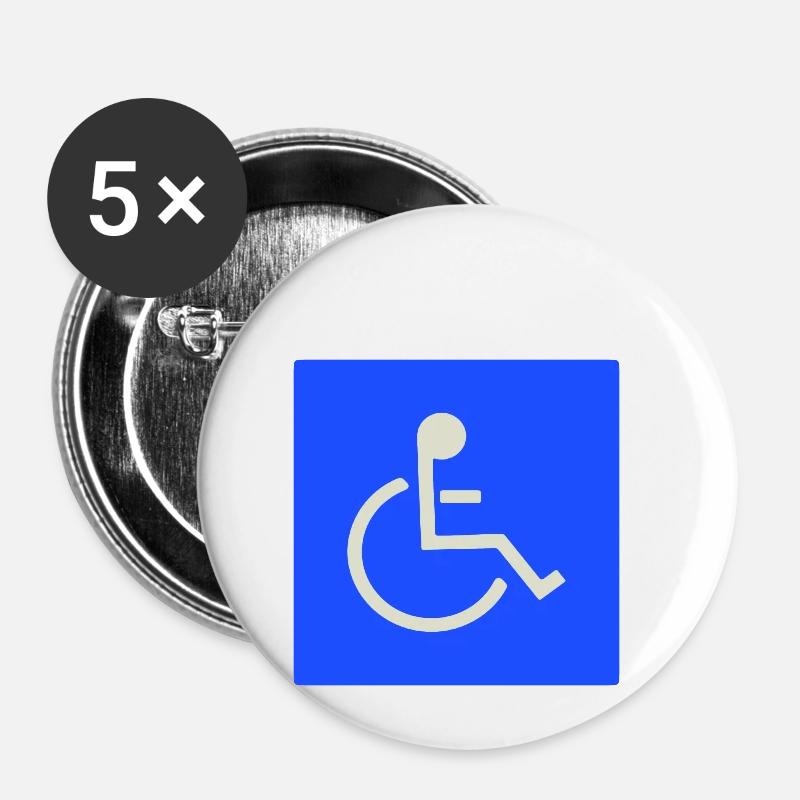 Sign wheelchair user disabled - Buttons small 1''/25 mm (5-pack) - white