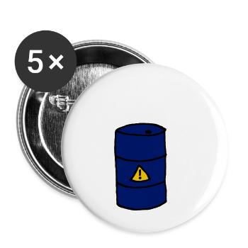 Fass mit Gefahrgut, Comic, Geschenkidee - Buttons klein 25 mm (5er Pack) - Weiß - Vorne