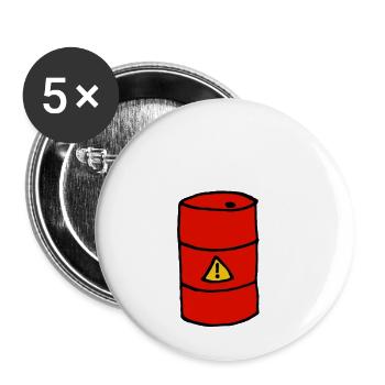 Fass, Comicstyle, Umweltverschmutzung, Gefahrgut - Buttons klein 25 mm (5er Pack) - Weiß - Vorne